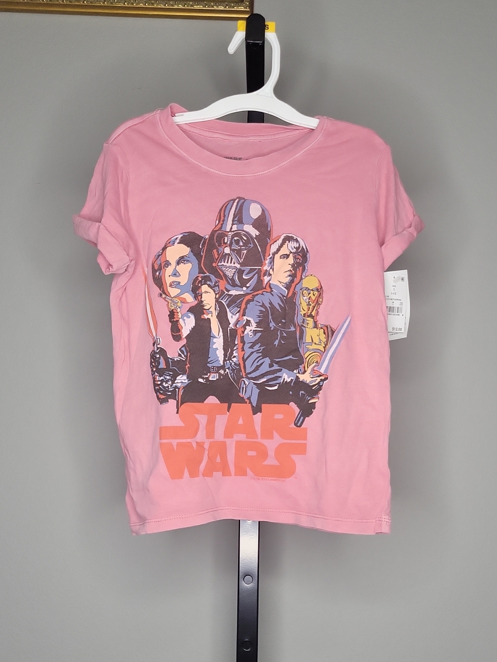 Star Wars Pink Graphic Tee with Retro Character Print
